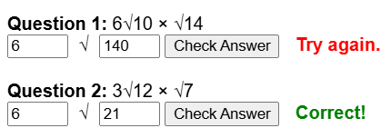 Multiplying surds worksheet