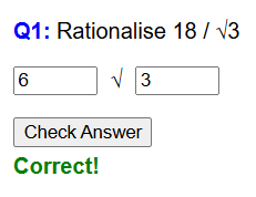 Rationalising the denominator worksheet