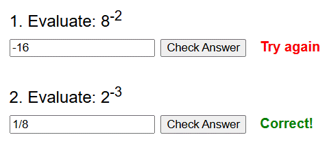 Negative powers worksheet