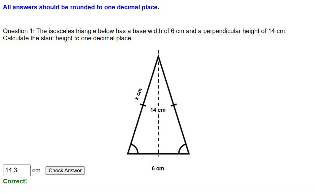 Pythagoras and isosceles triangles worksheet