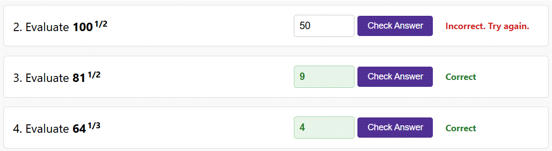 Positive fractional indices worksheet
