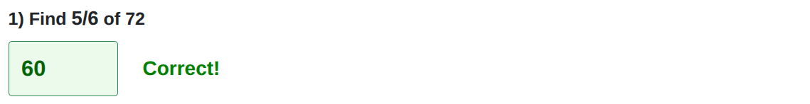 Non-unitary fractions of amounts worksheet